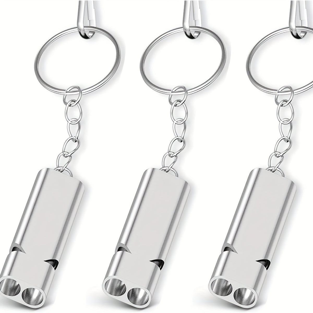 3pcs Double Tube Emergency Whistle with Lanyard for Outdoor Camping