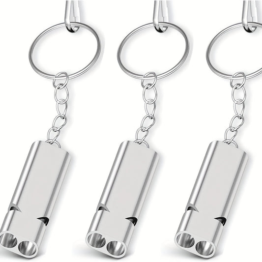 3pcs Double Tube Emergency Whistle with Lanyard for Outdoor Camping