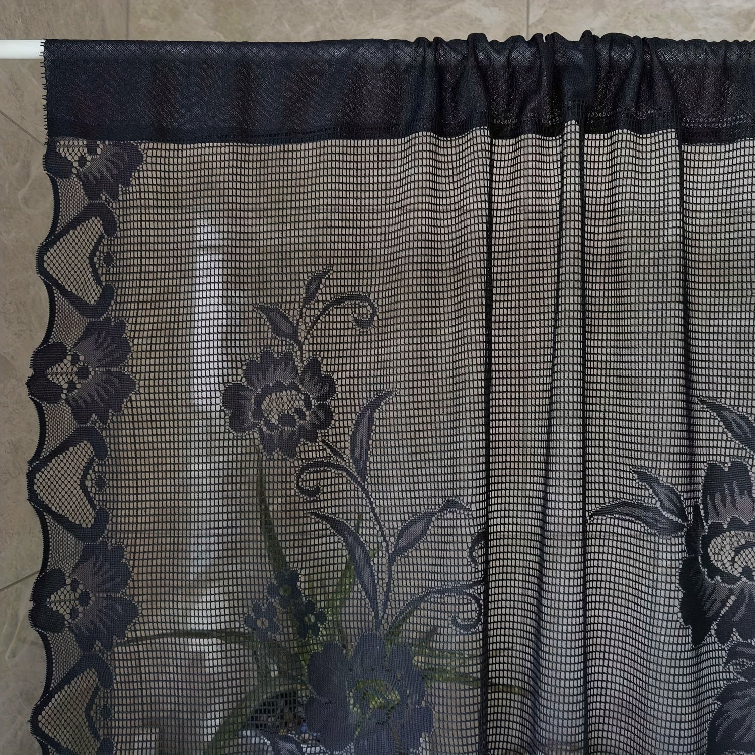 American Lace Curtain Floral Pattern Sheer Voile Curtain for Home Decor