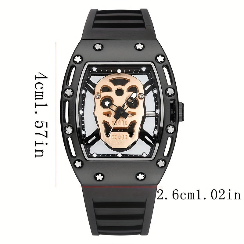 Men's Skull Hollow Quartz Watch Large Dial