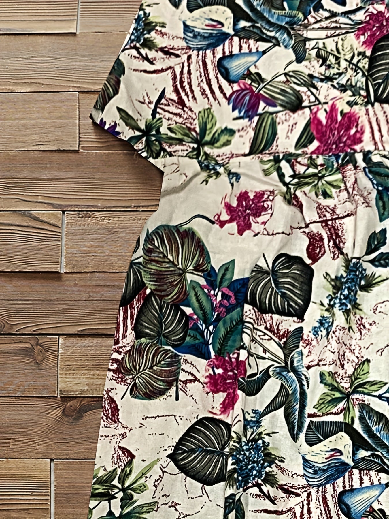 Floral Print V Neck Loose Fit Plus Size Dress