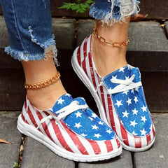 Women's Star Graphic & Striped Canvas Shoes Lightweight Sneakers