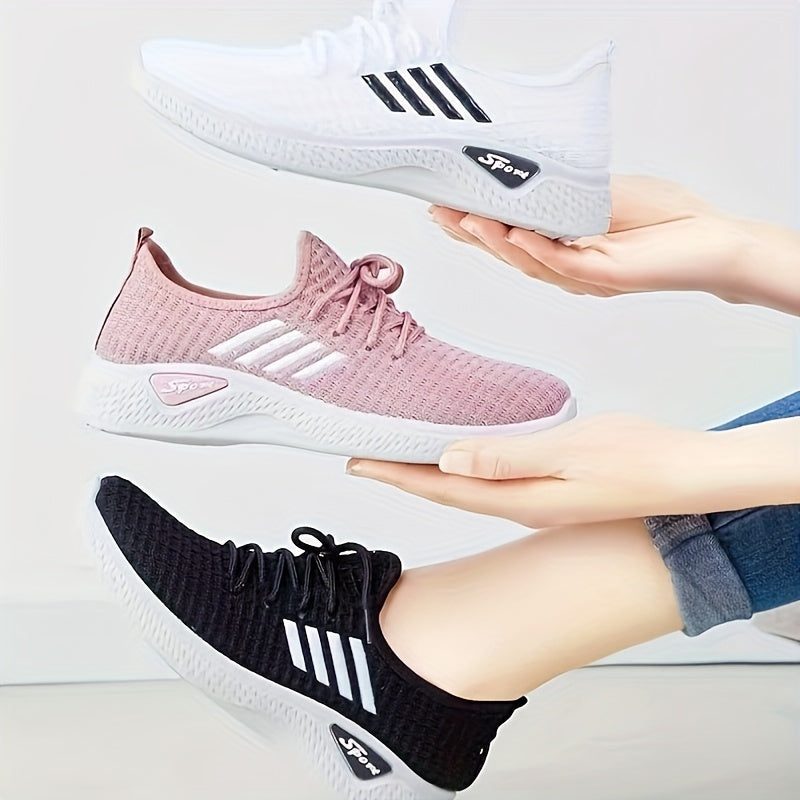 Women's Stripe Athletic Running Shoes Comfort Mesh Casual Sneakers
