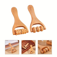 2 Pack Wooden Massage Rollers for Back Muscle Relief