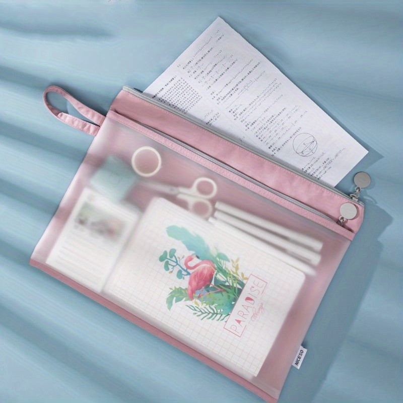 Mesh Zipper Pouch 2 Pack A4 Document Bag Double Layers Handle