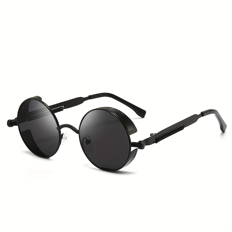 Retro Steampunk Sunglasses Round Metal UV400 Men's Driving Eyewear