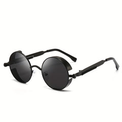 Retro Steampunk Sunglasses Round Metal UV400 Men's Driving Eyewear