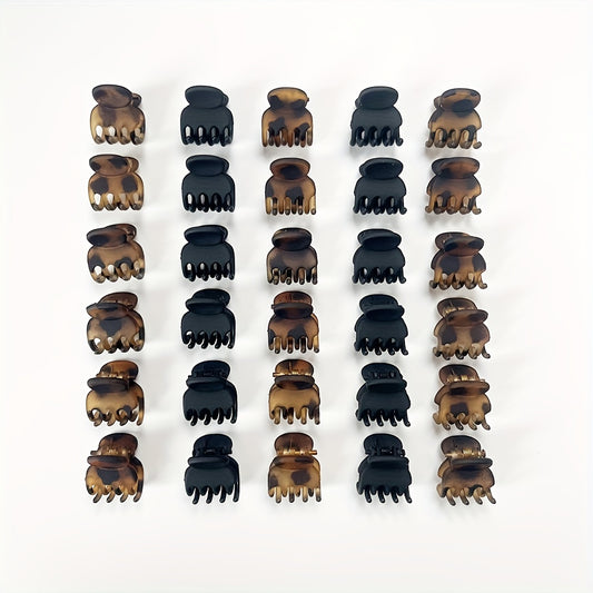 6pcs Vintage Matte Hair Claw Mini Plastic Shark Claw Ponytail Holder