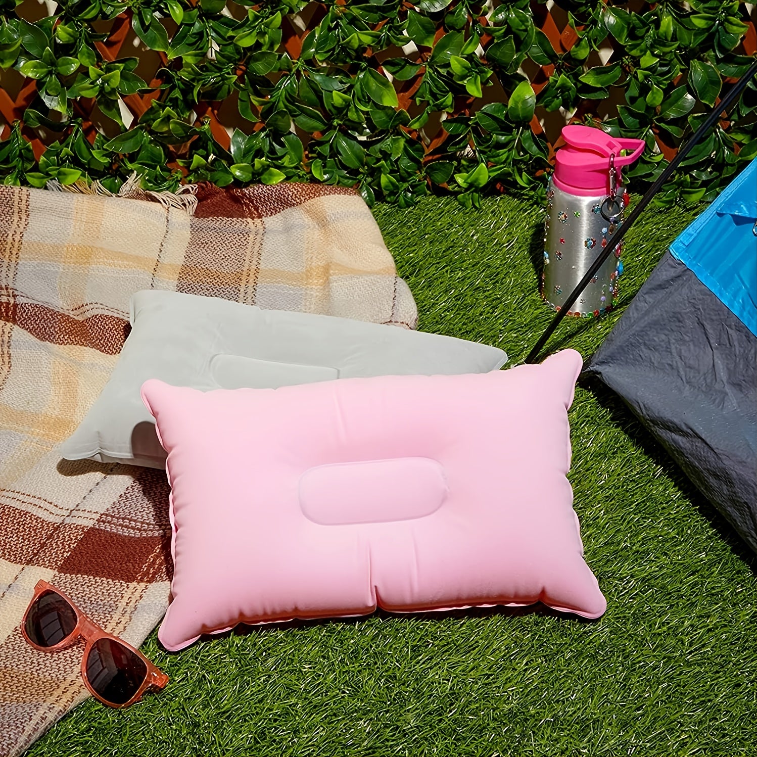 Flocked Inflatable Pillow for Hiking Camping Traveling