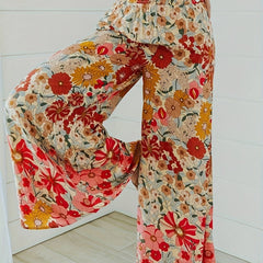 Floral Print Wide Leg Boho Pants
