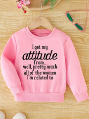 Girls Attitude Print Crew Neck Sweatshirt Top Pullovers
