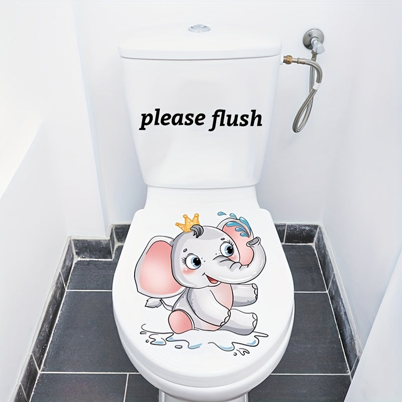 Elephant Toilet Sticker Decal Bathroom Decoration