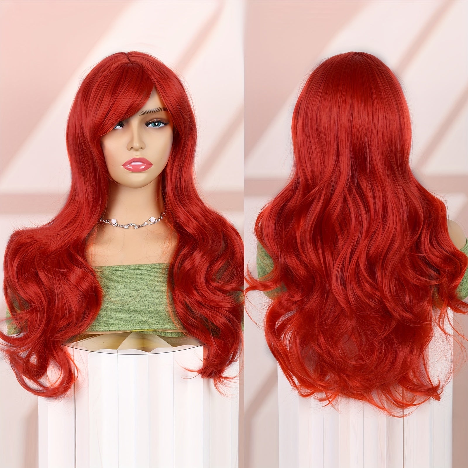 60 96 Cm Long Wavy Wine Red Cosplay Wig Heat Resistant Synthetic Wig