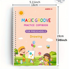 4pcs Reusable Handwriting Practice Books for Kids Ages 3-6 with Alphabet, Number