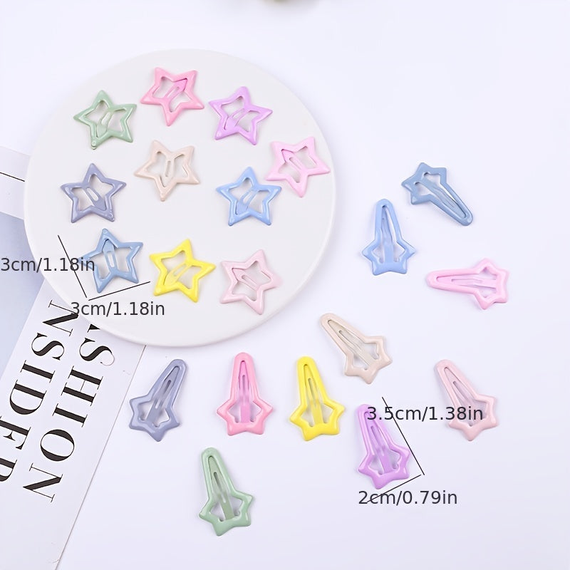 Hollow Star Hair Clip Metal Snap Candy Clip for Women Girls Hair Accessories