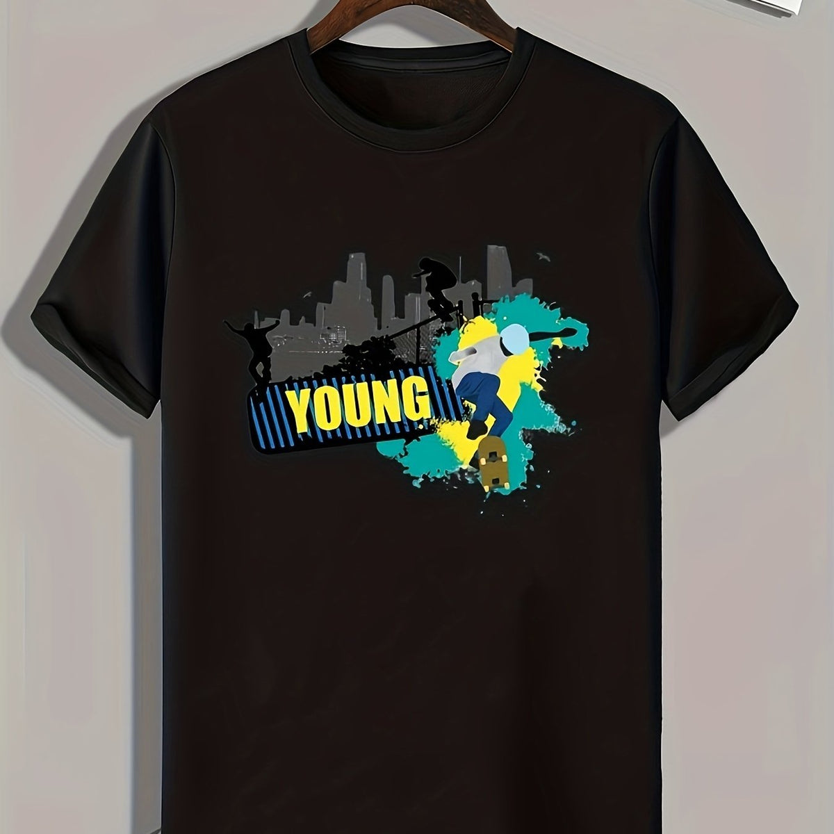 Skateboarding Print Men's Graphic Tee Casual Summer T-shirt