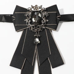 Layer Bow Tie Rhinestone Decor Necktie Womens Long Bowtie