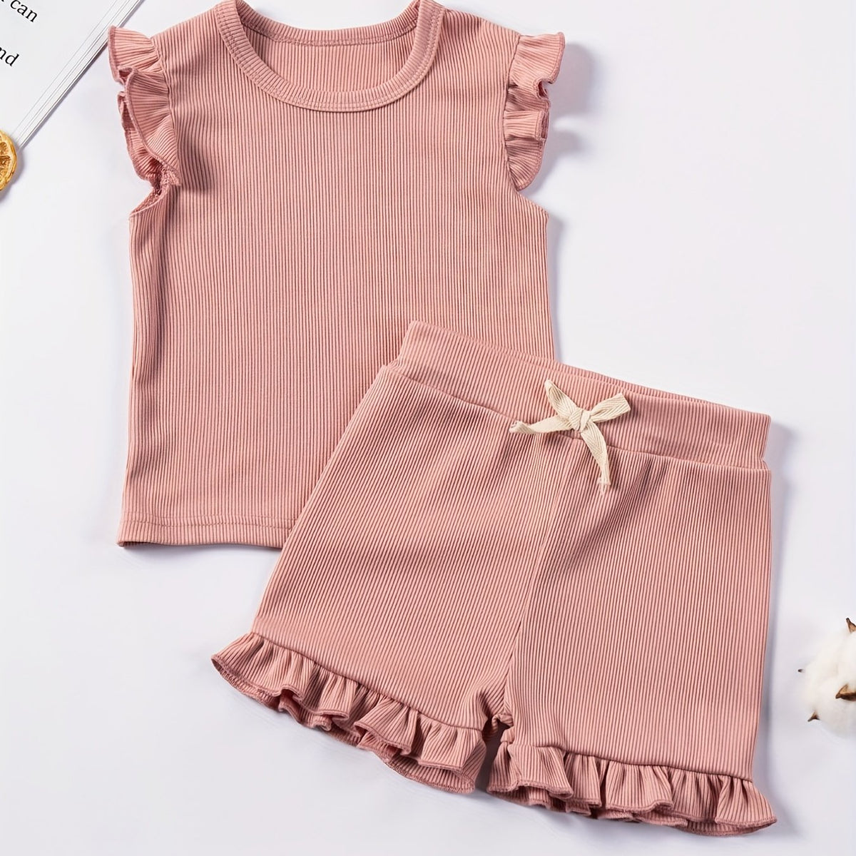 2Pcs Toddler Girls Summer Outfit Sleeveless Tops Shorts Set