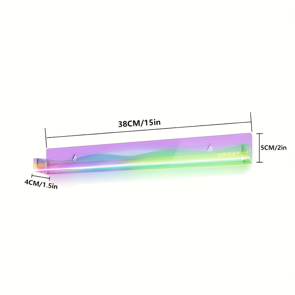 Acrylic Nail Polish Rack Wall Shelf Clear Rainbow Iridescent Organizer