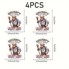 Angry Old Man Quotes Vinyl Stickers - Waterproof Cartoon