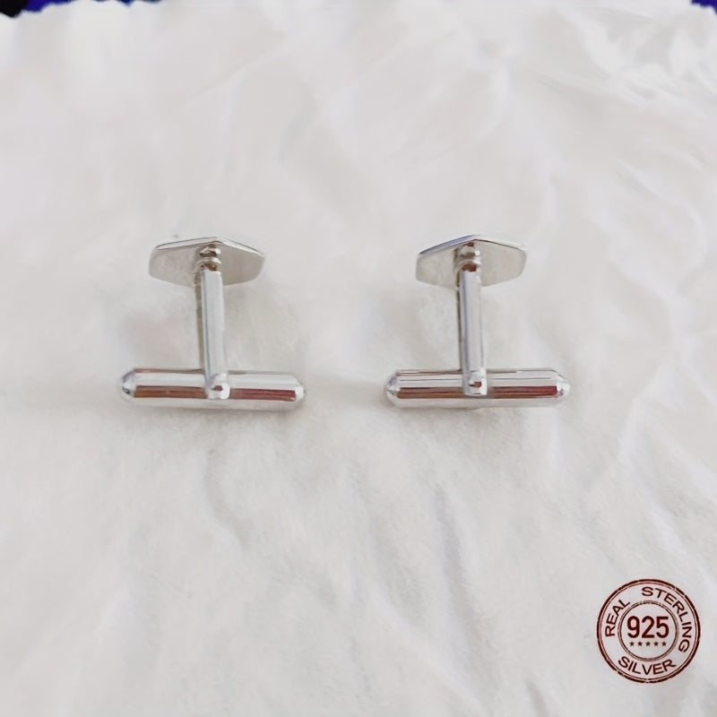 925 Sterling Silver Hexagon Cufflinks Shirt Cufflinks Versatile Accessories