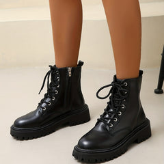 Women's Combat Boots Lace Up & Side Zipper Ankle Boots