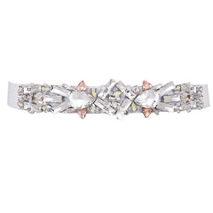 Rhinestone Elastic Band Waist Belt for Women's Suit Coat Dress