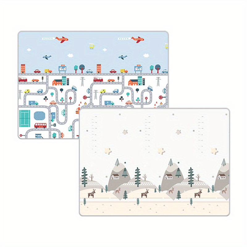 Double Sided Cartoon Crawl Mat for Kids - Easy to Clean