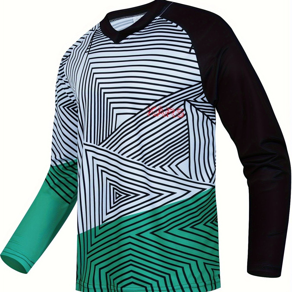 Men's Geometric Pattern V Neck Tee for Spring Fall