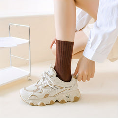 5 Pairs Solid Comfy Breathable Socks Women's Stockings Hosiery