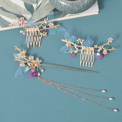 Vintage Flower Hair Comb Faux Pearl Hair Pin