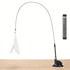 Feather Decor Cat Teaser Stick With Suction Cup & Bell Toy