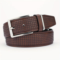 Alloy Pin Buckle PU Striped Belt for Men