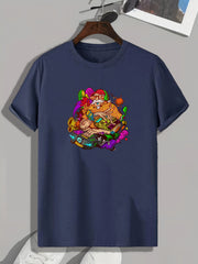 Colorful Cartoon Print Men's Graphic T-shirt for Summer