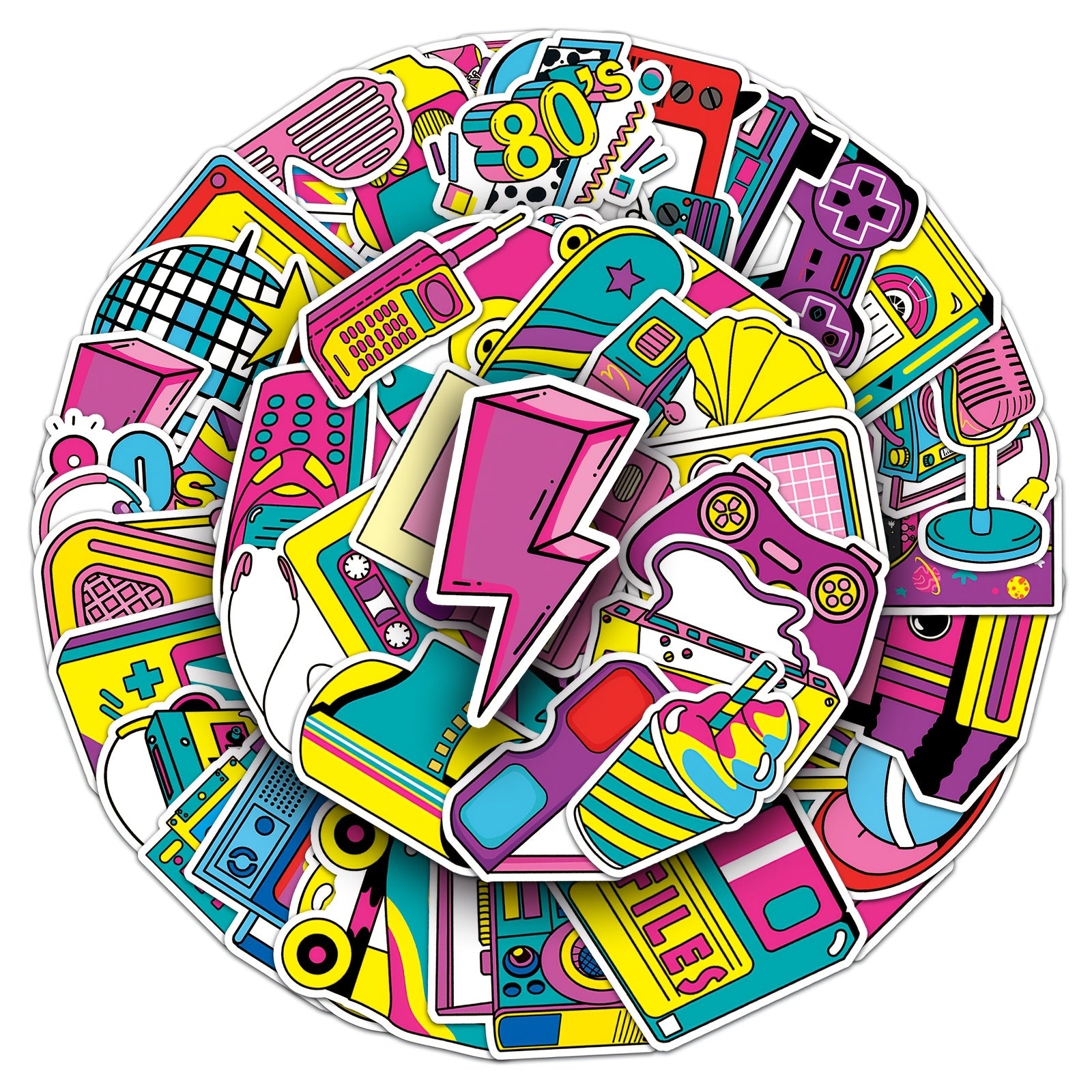 50pcs 80s Cartoon Graffiti Stickers Aesthetics Water Bottle Laptop Phone Decals
