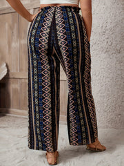  Colorblock Geometric Print Drawstring Pants