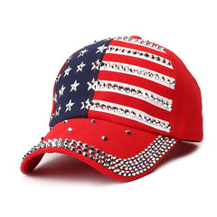 Sparkle Studded American Flag Baseball Cap Hip Hop Hat