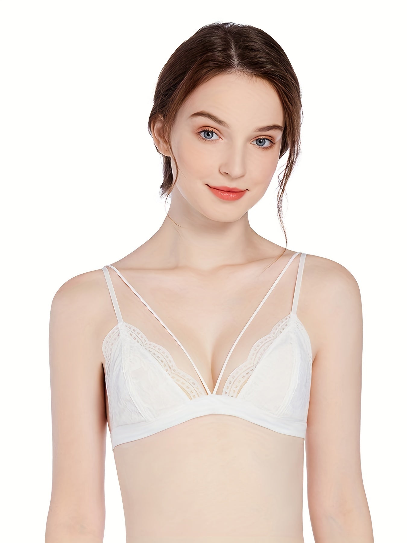 Lace Plunge Bra & Wireless Scallop Trim Bra Set