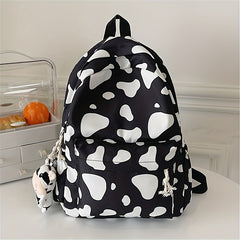 Cow Pattern Backpack Schoolbag Large Capacity Speckled Backpack