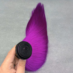 1 Brazilian Human Hair Weaving Straight T1B Purple Extension 10-26 Inches