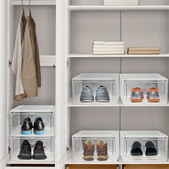 6pc Plastic Transparent Shoe Storage Boxes with Door