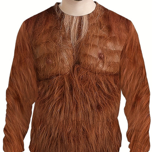 Funny Hairy Print Men's Crew Neck Long Sleeve Sweatshirt