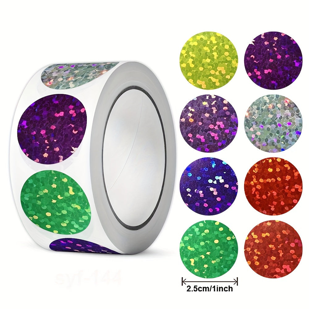 500pcs Holographic Golden Round Stickers 2 Foil Heart Stickers