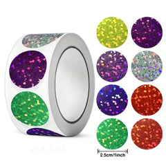 500pcs Holographic Golden Round Stickers 2 Foil Heart Stickers