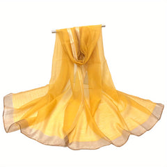 Silk Block Scarf Causal Shawl Thin Breathable Windproof Head Wrap
