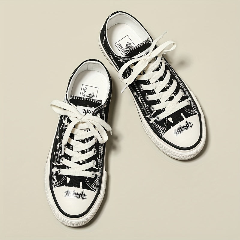 Women's Flat Canvas Lace Up Shoes Low Top Comfortable Casual Walking Shoes