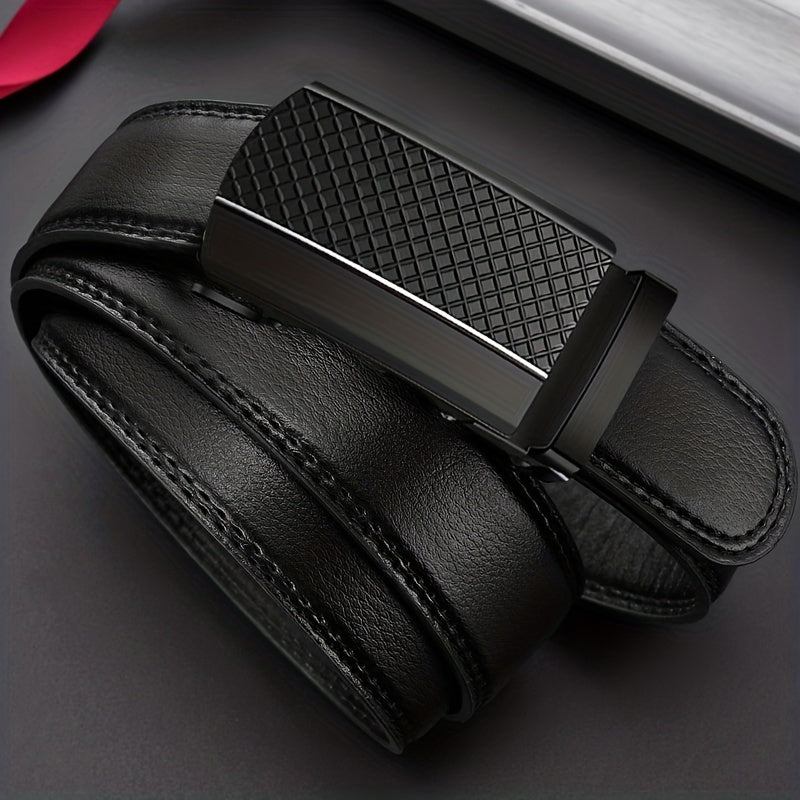Men's Business PU Leather Belt Automatic Buckle Belt For Outdoor Wedding Daily