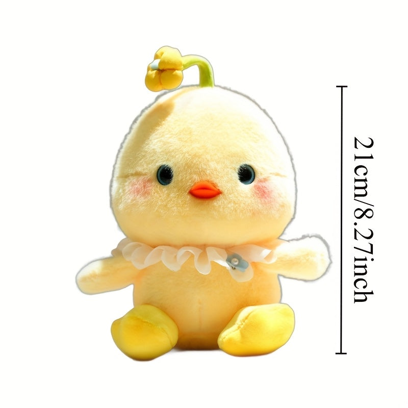 Yellow Flower Chick Plush Toy Soft Polyester Holiday Gift