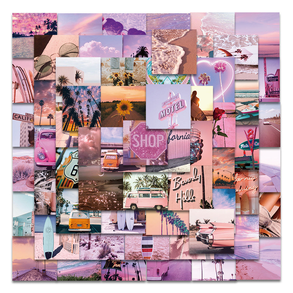62pcs Colorful California Sunshine Graffiti Stickers for Fun