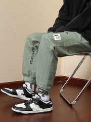 Men's Graphic Print Cargo Pants with Drawstring Waist